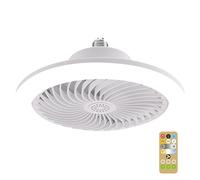 Jemora Ventilador de Viento Grande LED con Control Remoto Inteligente, luz E27 con Tornillo Regulable, iluminación para Terapia para Dormitorio