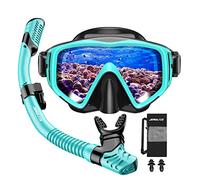 JEMULICE Gafas y Tubo de Snorkel Set para Adulto, Panorámico de 180° Gafas de Buceo Adulto de Cristal Templado y Dry Top Snorkel, Equipo de Buceo Profesional para Mujeres Y Hombres