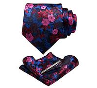 JEMYGINS Conjunto de Corbata con Flores y Pañuelo para Hombre con Pinza para Corbata Disponible Rojo/Rosa/Azul