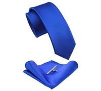 JEMYGINS Conjunto de corbata y pañuelo de bolsillo para hombre 6 cm, azul cobalto, M