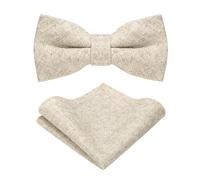 JEMYGINS Conjunto de Pajarita de Lana Sólida y Pañuelo para Hombre de Fieltro Adecuado para Otoño e Invierno Beige