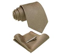 JEMYGINS Corbata Clásica Algodón Cuadros Multicolor Incluye Pañuelo De Bolsillo Clip Para Corbata Set Dorado claro