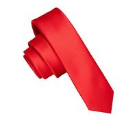 JEMYGINS Corbata de Hombre Ajustada de Color Sólido a Rayas Diagonales 4 cm de Ancho Rojo