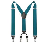 JEMYGINS Tirantes para hombre de 3,5 cm de ancho con 4 clips en forma de Y, elásticos y ajustables en longitud, Azul pavo real., M