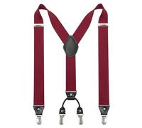 JEMYGINS Tirantes para hombre de 3,5 cm de ancho con 4 clips en forma de Y, elásticos y ajustables en longitud, rojo oscuro, M