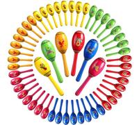 Jenaai 48 mini maracas de fiesta de madera, 6 diseños de sonidoras para fiesta mexicana, recuerdos de fiesta del Cinco de Mayo, diversión musical, fiestas de cumpleaños, fiesta luau, carnavales,