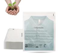 JENCENBIO Bolsas autoadhesivas compostables, transparentes, 30 x 38 cm, advertencias multilingües y orificios de ventilación, cierre autoadhesivo, resellables para ropa, 50 unidades