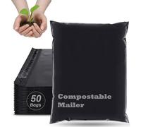 JENCENBIO Bolsas compostables de 26x38 con tira autoadhesivos, respetuosas con el medio ambiente, sobres para ropa, Bolsas de correo a prueba de agua y de roturas, paquete de 50 unidades, color blanco