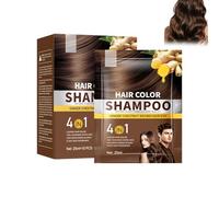 Jengibre De Champú Para, Hair Dye Shampoo 4 En 1 Cubre Canas,Hombre Y Mujer | Tinte De Larga Duración Castaño, Con Extracto De Jengibre, Teñido Natural De Plantas Que Cubren El Pelo Blanco, 25ml×10PCS