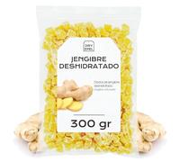 Jengibre Deshidratado con Azucar 300 gr - Jengibre Seco Cortado en Dados - Fruta Deshidratada - Ideal para Reposteria y Snacks - Sin Gluten (300 gr, Jengibre)