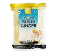 Jengibre Encurtido Blanco Gari para Sushi 240 g en Bolsa, Láminas Suaves Agridulces para Limpiar el Paladar y Acompañar Sashimi, Ramen y Poké