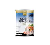 Jengibre encurtido rosa Gari para sushi 1,5 kg Formato hostelería Láminas finas agridulces para limpiar el paladar y decorar platos