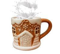 Jengibre House Taza - Vaso LED de Navidad con iluminación, taza de café hecha a mano para chocolate caliente | Taza festiva para bebidas para coleccionistas, anfitriones, familia, oficina, cocina