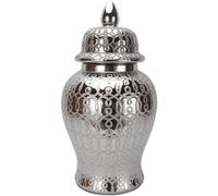 Jengibre Jar Jarrón Decoración, Tarro de Templo de cerámica con Mosaico Plateado con Tapa, Tarro de Jengibre Antiguo, jarrón de Porcelana de Plata Tradicional Chino (tamaño: pequeño) (Size : Small)