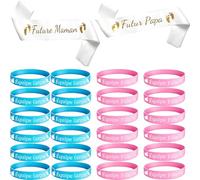 Jenich Bufanda Future Maman Bufanda Futur Papa Baby Shower Pulseras para Gender Reveal Party Daddy to be Mommy to be Sash Decoración Accesorios Regalo para Baby Shower Bautismo