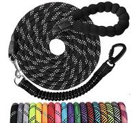Jenico Correa larga para perros 3M: correas de perro de cuerda de nylon pesadas para entrenamiento con hilos reflectantes Bungee y mango acolchado - Línea de perro para perros grandes, pequeños y