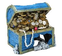 Jenivaint Adornos Adorno de Cofre del Tesoro de Acuario de Resina de Peces 13x8x12cm Decoración de Peces con Diseño Escondido Estilo Pirata Antiguo para Paisaje de Acuario
