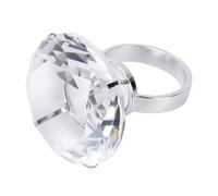 Jenivaint Anillo de Boda de Gran Tamaño, Decoración de Diamantes de Imitación de Cristal Facetado, Anillo de Compromiso Falso Grande para Despedida de Soltera, Centro de Mesa para (Silver)