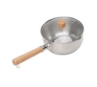 Jenivaint Cacerola Olla de Leche de Acero Inoxidable con Tapa Cacerola Japonesa de 20 Cm Acero Inoxidable 304 Interior Antiadherente de Madera para Sopa Leche Fideos Cocina Casera