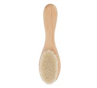 Jenivaint Cepillo de Lana para Pelo de bebé, Cerdas de Lana de Cabra Natural y de Madera Dura, Masajea Suavemente el Cuero Cabelludo para Prevenir la Costra Láctea, con Diseño Ergonómico