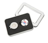Jenivaint Clip para Sombrero con Marcador de Pelota de Golf, Accesorio de Marcador con Clip con Patrón de Bandera de Metal para Bolsillo para Cinturón de Sombrero, con Sensación única y (Silver)