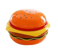 Jenivaint Cuencos para Mojar en Forma de Hamburguesa, Plato Apilable para de Soja para Fiesta de Barbacoa, Juego de Platos para Aperitivos y Postres con Plástico ABS (BLACK)