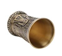 Jenivaint Decoración de Vidrio de Metal en Relieve a Mano, Mini Taza de Whisky Vintage en Acabado de Cobre y Estaño, Adorno de Exhibición de 2,4 Pulgadas para el Hogar, Estante de Bar, (Bronce)