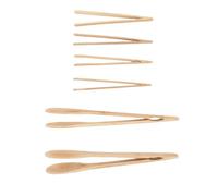 Jenivaint Juego de 6 Pinzas de Cocina de Madera, Pinzas de Cocina de Madera, de para Cocinar con 2 Refrigerios, 2 Rectas y Curvas para Servir a la Parrilla en la