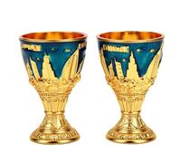 Jenivaint Juego de Copas de Vino de 2 Copas de Metal de 2,76 Pulgadas de Altura (BLUE)