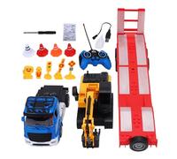 Jenivaint Juego de Excavadora y Camión de Construcción RC de 6 Canales con Vehículos Desmontables Luces Rociadoras de Agua Sonidos para Niños Juguete de Control Remoto con Conos de Tráfico (Blue)