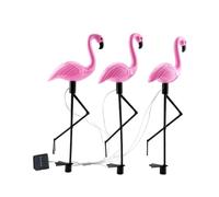 Jenivaint Luz Solar para Césped con Diseño de Flamenco 3 en 1, LED Rosa | Material PS, Impermeable, para Camino de Patio, Fácil Instalación con Estaca, Tiempo de Ejecución de 8 Horas