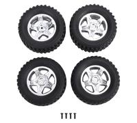 Jenivaint Neumáticos de Coche RC 4 Neumáticos de Repuesto de Goma para Coches Trepadores RC Escala 1/12 1/16 con Patrón de Agarre Mejorado para Caminos de Grava de Barro y (SILVER)