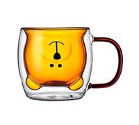 Jenivaint Taza de café de Vidrio de Doble Pared con Diseño de Oso Lindo, Taza de Vidrio Aislada de Borosilicato con Asa, 201 a 300 Ml, 8,5 X 9 Cm, Calor y Frío de 4 a 266 °F para el Hogar, Oficina,