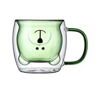 Jenivaint Taza de café de Vidrio de Doble Pared con Diseño de Oso Lindo, Taza de Vidrio Aislada de Borosilicato con Asa, 201 a 300 Ml, 8,5 X 9 Cm, Calor y Frío de 4 a 266 °F para el Hogar, Oficina,