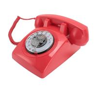 Jenivaint Teléfono Giratorio Retro, Teléfono Fijo Vintage de los Años 60 con Timbre Mecánico y Dial Giratorio, para Coleccionista de Regalos de Decoración de Escritorio de Oficina en (Rojo)