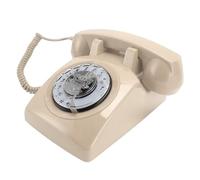 Jenivaint Teléfono Giratorio Retro, Teléfono Fijo Vintage de los Años 60 con Timbre Mecánico y Dial Giratorio, para Coleccionista de Regalos de Decoración de Escritorio de Oficina en (Beige)