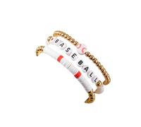 JENMAVJI Juego de 3/5/6 pulseras elásticas de varias capas de polímero de arcilla de rugby, sóftbol, béisbol, hechas a mano para mujeres, equipo deportivo, pulsera de cuentas coloridas, S, Zinc, No es