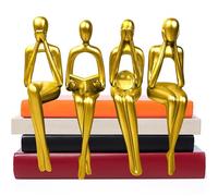 Jenmayt 4pcs Resin Gold Decor Thinker Statue,estatuas de Resina de Pensador,Decoración de Figura Dorada,Escultura del Pensador,Abstracta Moderna Estatua,para Estantes, Mesas de Oficina, Salón Decor
