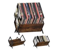 Jenmayt Soporte Vinilos 80-100 LP, Estantería Discos Vinilo con Divisor Ajustable, Mueble Tocadiscos Retro para Álbumes, Revistas, Libros y CD - Industrial Negro Marrón
