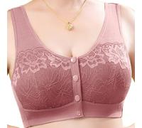 Jenna Chic Bras for Older Women, Posy Bra - Comfortable Front Button Wireless Shaping, Front Button Bras for Elderly Women (Pink,46)