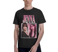 Jenna Ortega - Camiseta de verano para hombre, manga corta, cuello redondo, casual, Negro, S
