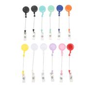 Jenngaoo 12PCS Beadable Retractable Badge Reel Clips Holder, Sturdy Plastic Iron Construction Easy Assembly for ID Badges Name Tags Keys in Schools Hospitals Offices