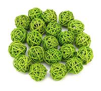 Jenngaoo 20 Piezas Bolas de Mimbre Decorativas, Bolas Ratán Natural Artesanía para Decoración del Hogar Artesanía, Relleno de Jarrones para Jardín, Boda, Decoración de Navidad(Verde)