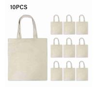 Jenngaoo Bolsa de Lona Reutilizable Plegable, 3 Tamaños 22x25cm 27x30cm 34x40cm en Algodón Poliéster Lino, Bolsas de Compras Ligeras con Asas Reforzadas para Uso Diario (uno Beige)