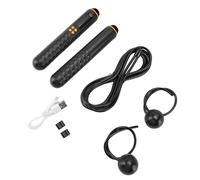 Jenngaoo Bu Jump Rope with Counter, Weighted Skipping Rope with Digital Display Auto Counting/Calorie Tracking, Rechargeable Cordless Skipping Rope for Men Women Kids Fitness Home Gym Exerc (Negro)
