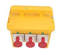 Jenngaoo Caja de Distribución de Energía IP65 Exterior, Caja de Distribución de Energía Portátil con 6 Tomas CEE Hembra 3P 4P, para Sitio de Construcción Jardín Industrial