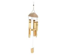 Jenngaoo Campanas de Viento de Bambú con Parte Superior de Cáscara de Coco, Decoración para Jardín Interior y Exterior Colgante, Sonido Relajante, Artesanal para Terrazas, V