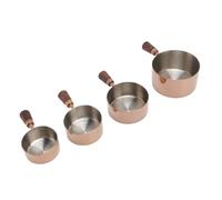 Jenngaoo Juego de Tazas Medidoras de Acero Inoxidable Apilables con Mango de Madera, 4 Piezas Capacidades 60ml 80ml 125ml 250ml para Café Cocina Repostería Salsas Aderezos