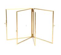 Jenngaoo Marco de Fotos, Plegable de Doble Cara de Vidrio de Metal para Fotos con Flores para Plantas portamuestras Soporte para Retratos, para Bodas, decoración de la Oficina en casa, 5.5''x6.3 ''
