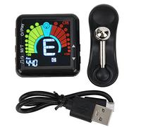 Jenngaoo Metronomo y afinador recargable 2 en 1, dispositivo multifuncional para instrumentos de cuerda, pantalla a color, de ajuste amplio, compatible con guitarra, bajo, uk